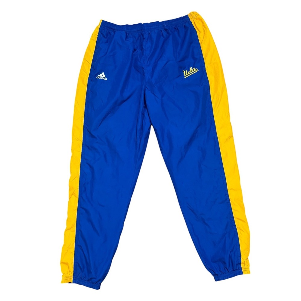 Adidas UCLA Vintage Y2K Track Pants Blue Gold Windbreaker Mesh Lined Men Size XL